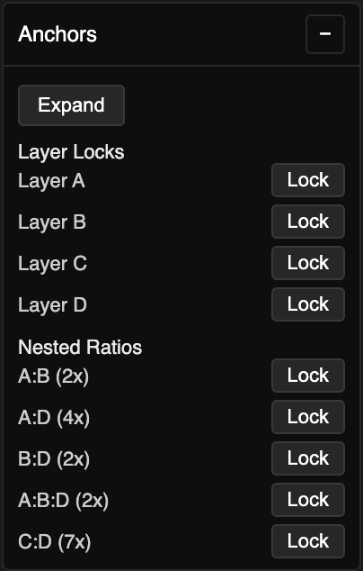 Anchors controls panel