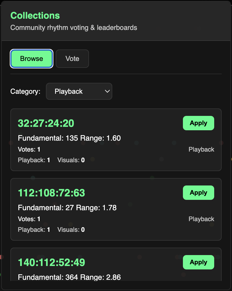 Collections browse interface