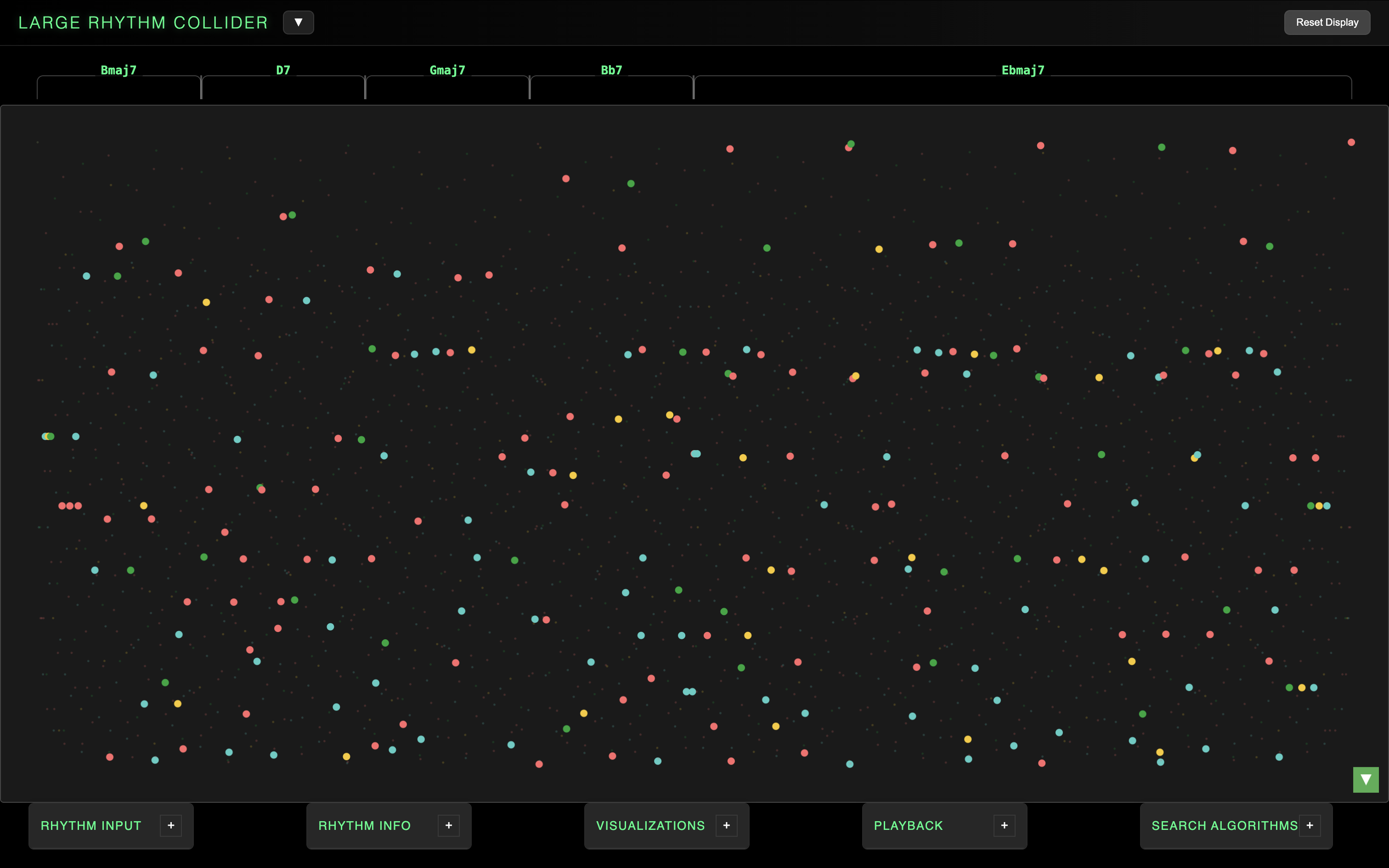 Progression Solver voicing a familiar chord progression from a rhythm's own tone row