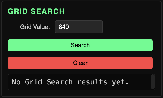 Grid Search interface